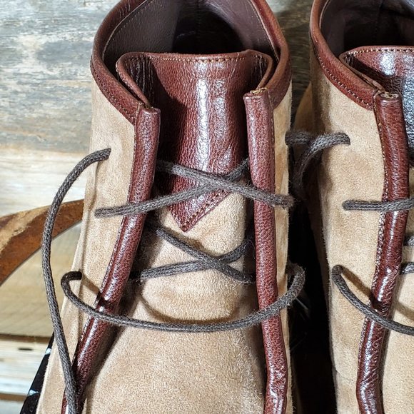 Goffredo Fantini Italian Suede lace-up Ankle Boots Two-Tone - Picture 4 of 8